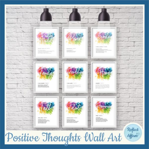 Give yourself a dose of positivity with these beautiful Positive Thoughts Posters.  Make your home feel more uplifting & positive.